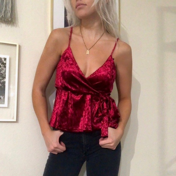 Crushed Red Velvet Babydoll Top - Picture 4 of 4